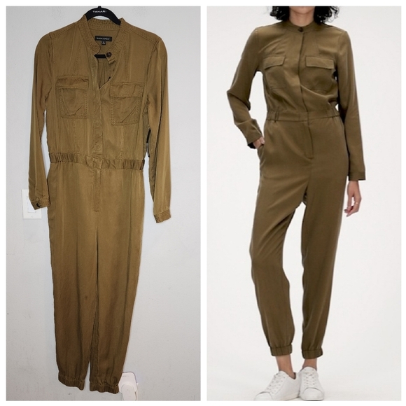 NWT Banana Republic Green Utility Jogger Tencel Lyocell Long Sleeve Jumpsuit 8